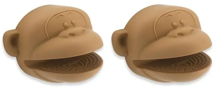 Ppd427-2 Pair Of Tan Monkey Pliable Silicone Pot Holders