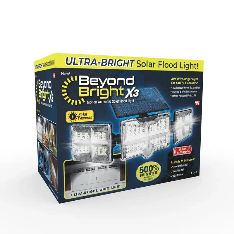 Solar Flood Light, Motion Activated, 3 Ultra-bright Adjustable Panels, As Seen On Tv