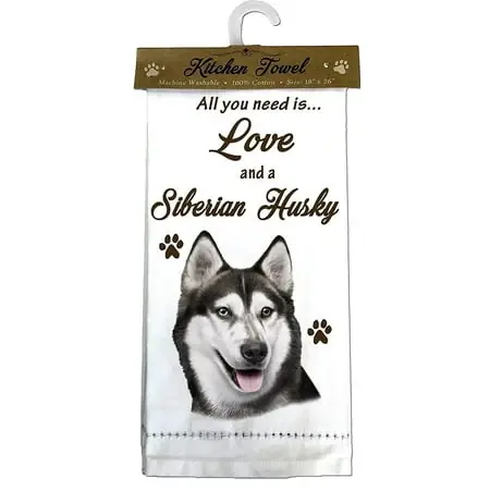 700-40 Siberian Husky Kitchen Towels, Off-white