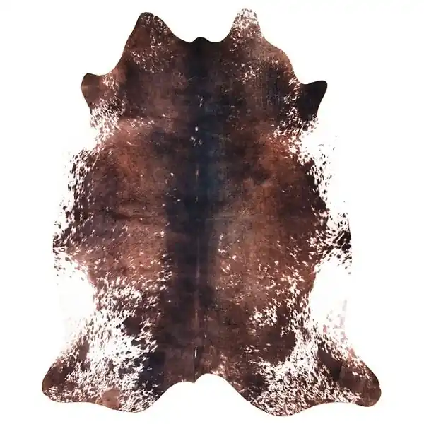 Faux Cowhide Black & White Brindle Rug, Tri-color, 5‘ X 6.5‘