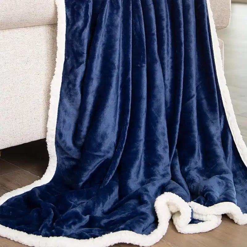 68 In. H X 2 In. W X 54 In. L Navy/white Polyester Plush Throw Blanket