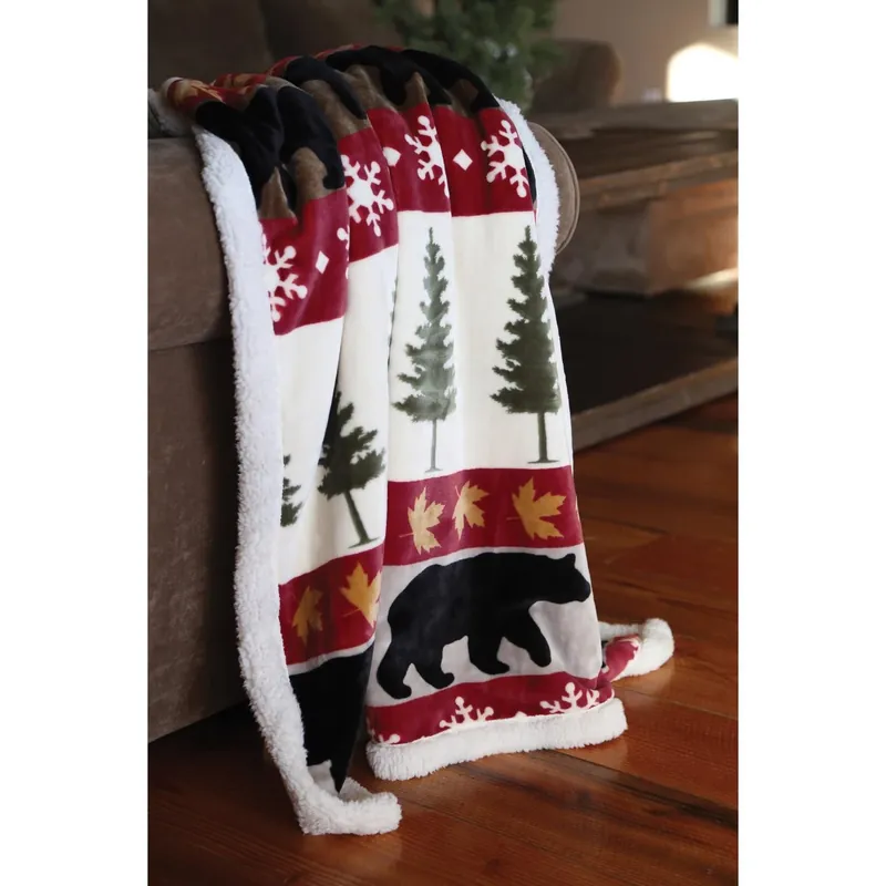 68 In. H X 54 In. L Multicolored Polyester Plush Throw Blanket