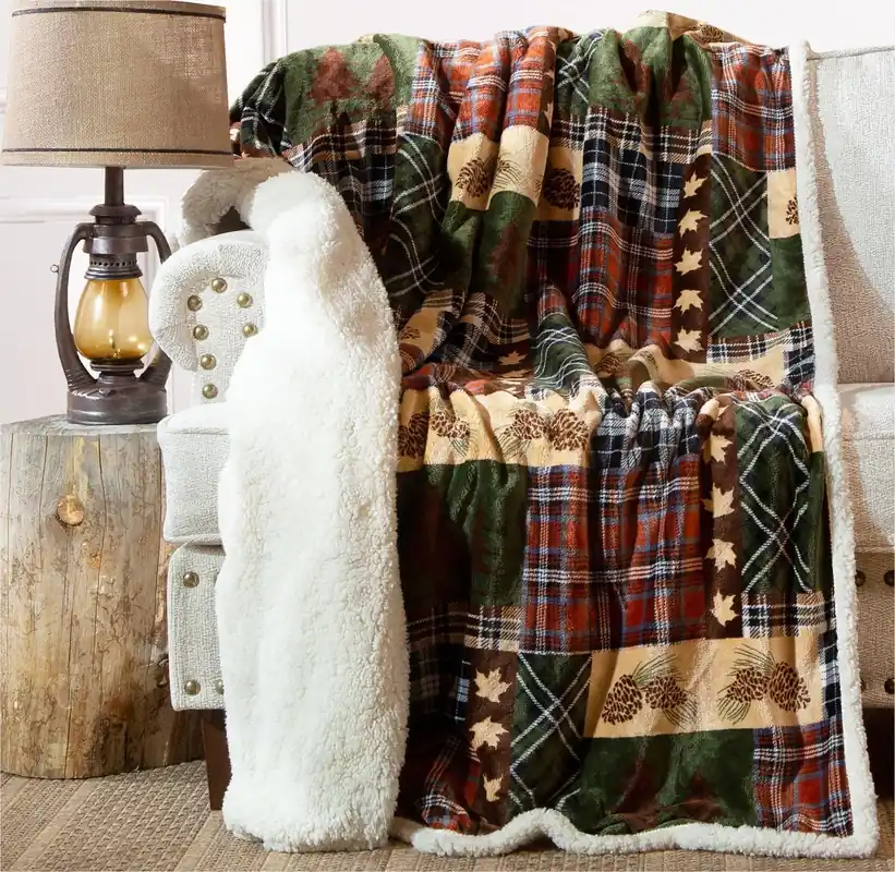 Tree Plaid Plush Shpa Throw