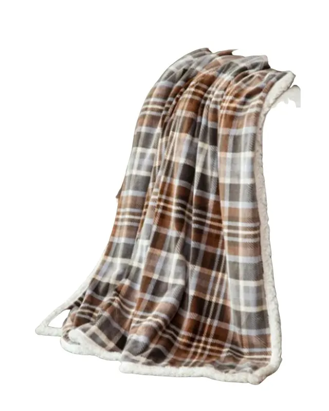 Gray Chestnut Plaid Plush Throw Blanket - Cozy And Stylish Home Decor