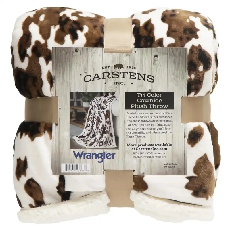 Tri Cowhide Plsh Shrpa Throw