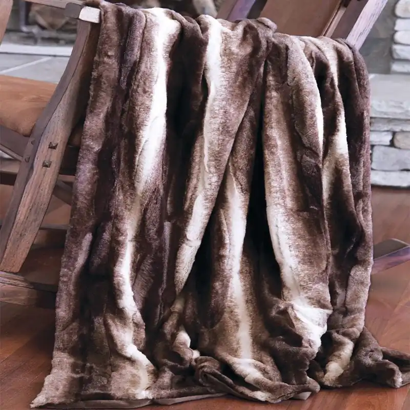 Inc 50 In. W X 60 In. L Brown/white Polyester Throw Blanket