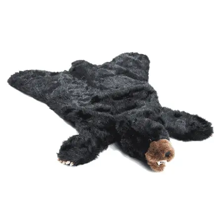 Plush Black Bear Faux Animal Rug / Playmat, Small 24" X 36"