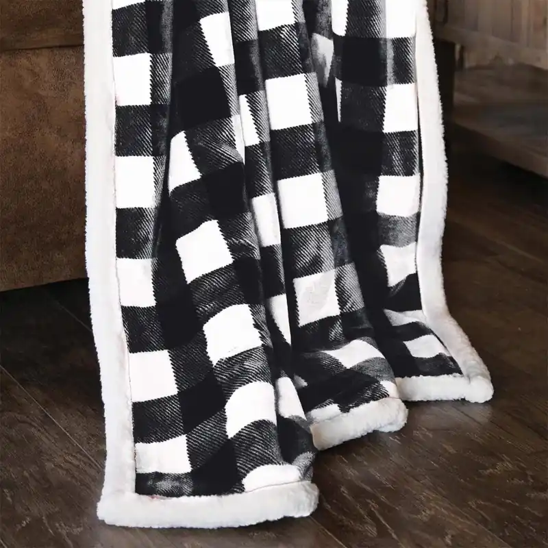 68 In. H X 2 In. W X 54 In. L Black/white Polyester Plush Throw Blanket