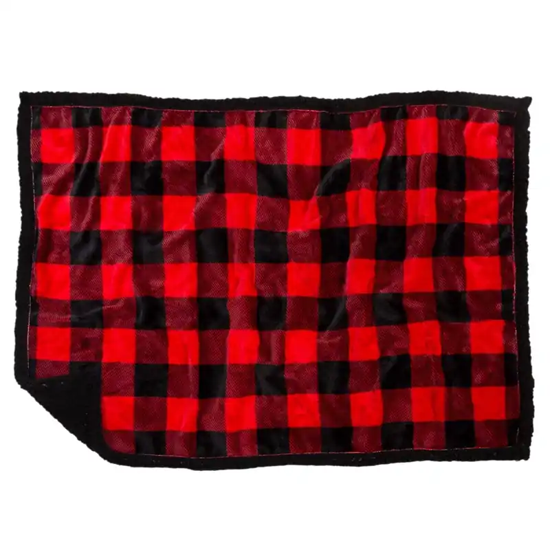 Black/red Sherpa Lumberjack Plaid Dog Blanket 28 In. W X 40 In. L
