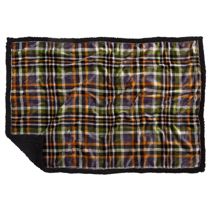 Inc Multicolored Sherpa Gray Plaid Dog Blanket 28 In. W X 40 In. L