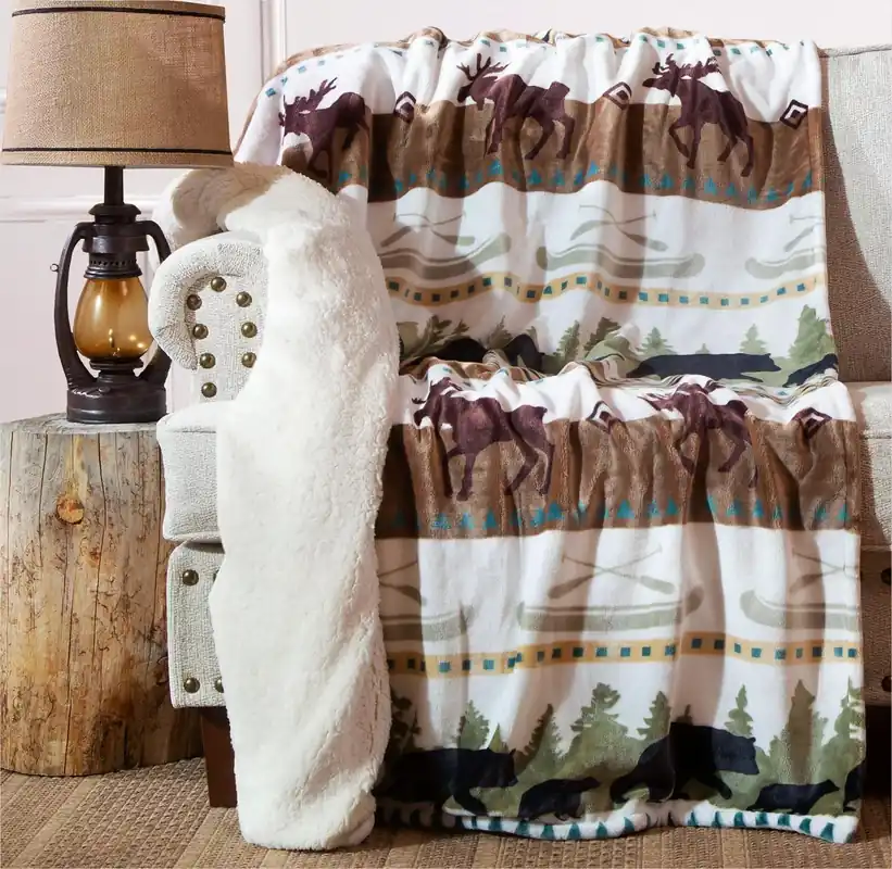 Bear Moose Plush Shrp Throw