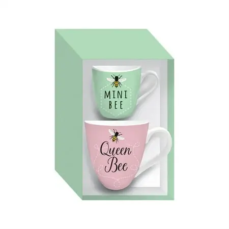 Ceramic Cup Gift Set, 17 Ounce, Queen Bee Mini Bee Design