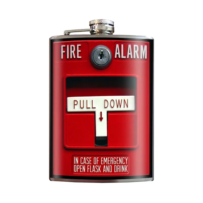 & Milo Fire Alarm 8 Oz Multicolored Stainless Steel Hip Flask