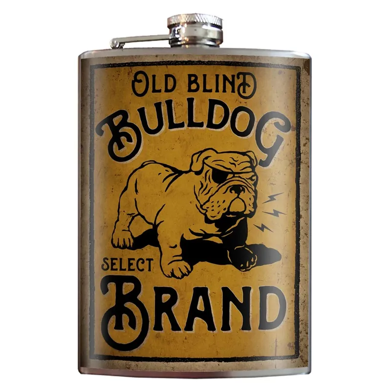 Trixie & Milo Old Blind Bulldog 8 Oz Multicolored Stainless Steel Flask