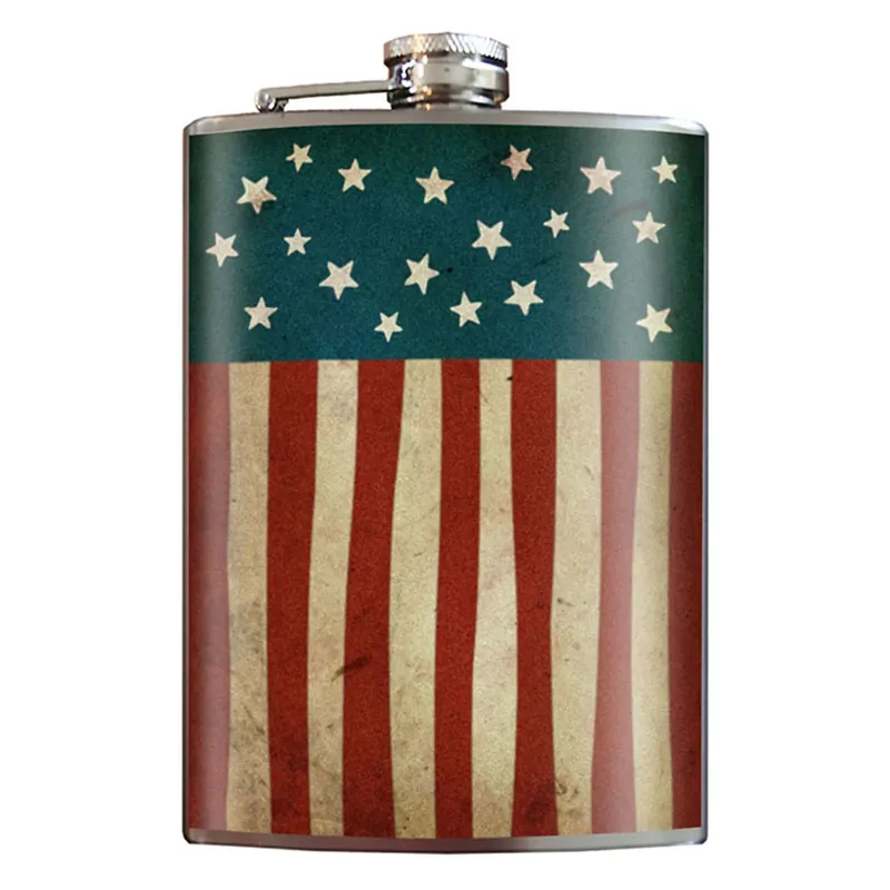 & Milo Old Glory 8 Oz Multicolored Stainless Steel Flask - Unique Design
