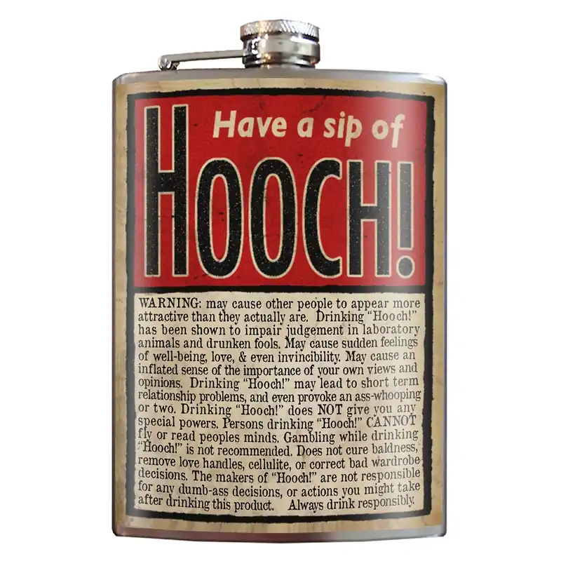 & Milo 8 Oz Multicolored Stainless Steel Hip Flask With Unique Warning Label