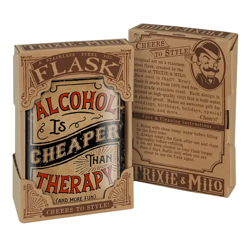 & Milo 8 Oz Multicolored Stainless Steel Hip Flask With Original Art