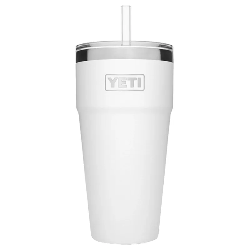 Rambler 26 Oz White Bpa Free Insulated Straw Cup With Lid