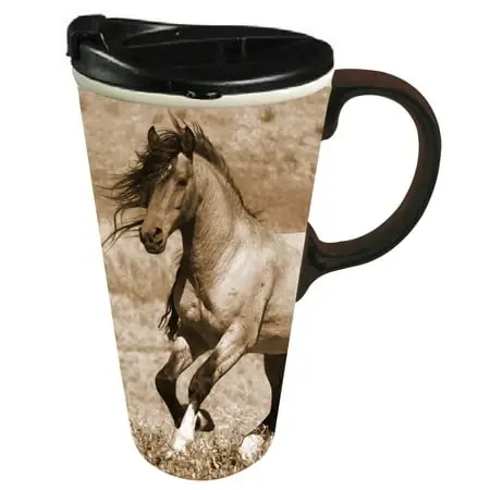 Ceramic Wild Chestnut Travel Coffee Mug, 17 Ounces - Stylish And Durable