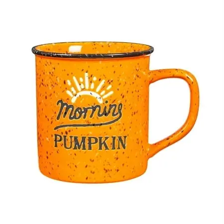 Ceramic Cup, 12 Ounce, Morning Pumpkin Design