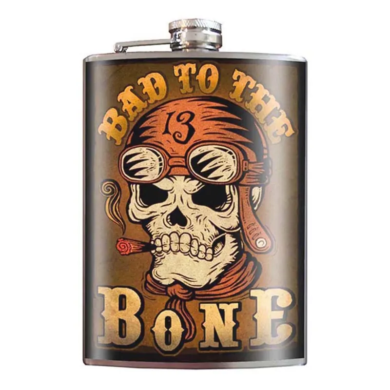 Trixie & Milo Bad To The Bone 8 Oz Stainless Steel Flask
