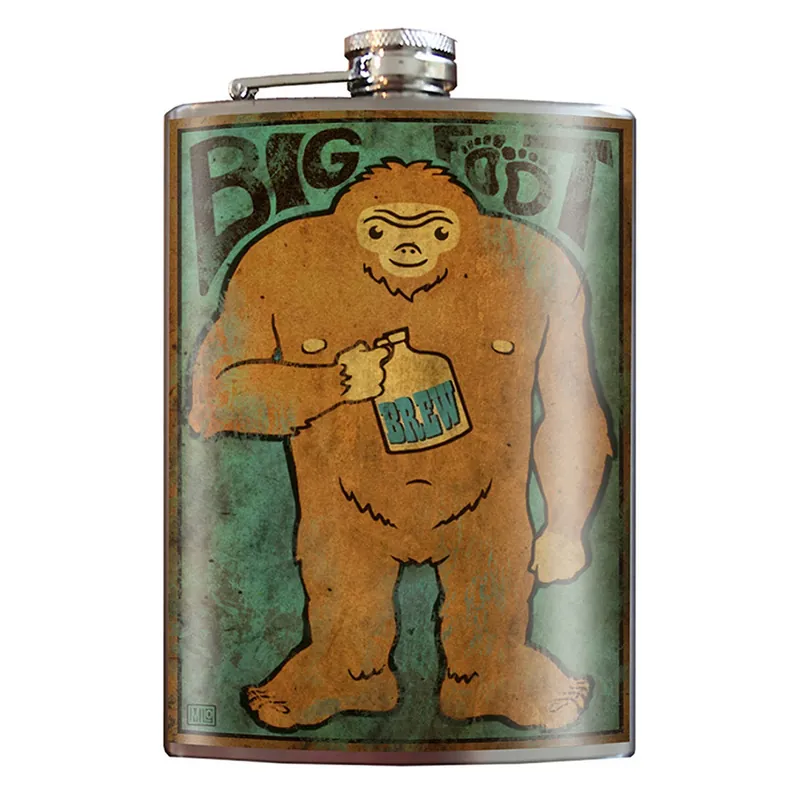 & Milo Big Foot 8 Oz Multicolored Stainless Steel Flask With Original Artwork