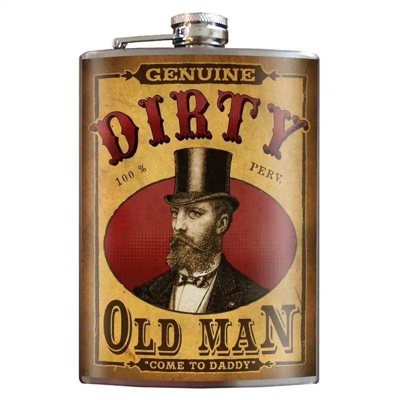 Trixie & Milo 8 Oz Brown Stainless Steel Hip Flask With Original Art