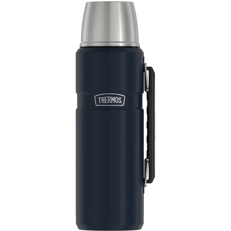 Stainless King 40 Oz. Matte Blue Stainless Steel Insulated Vacuum Bottle With Handle