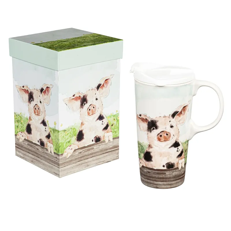 Spotted Pig Ceramic Cup 17 Oz