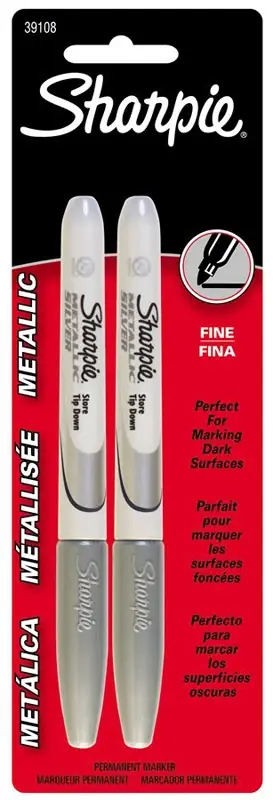 Metallic Silver Fine Tip Permanent Marker 2 Pk