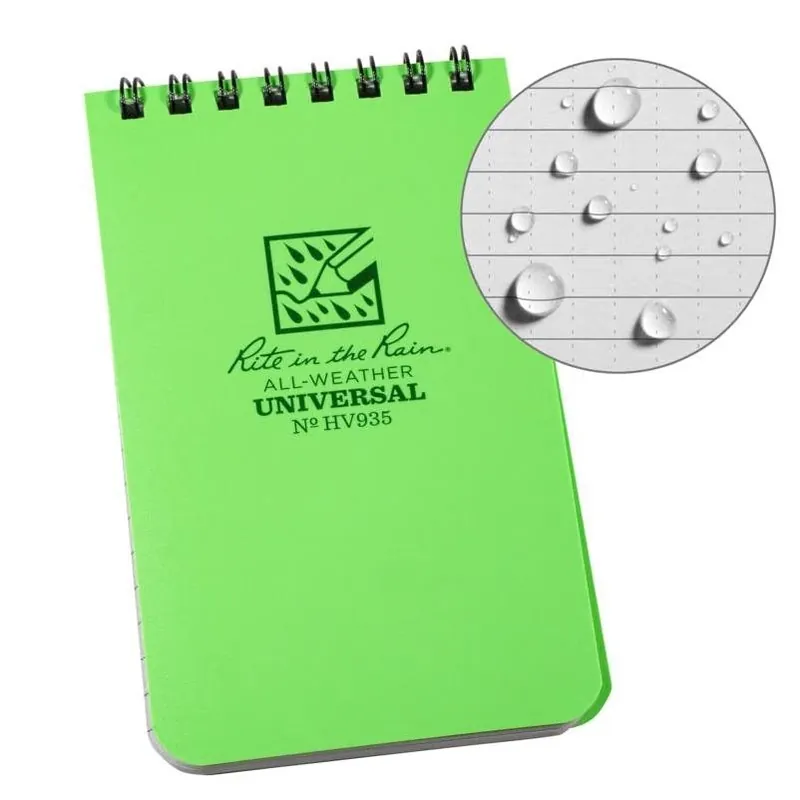 Lime Green Top-spiral All-weather Notebook – 3×5, College-ruled, 50 Sheets
