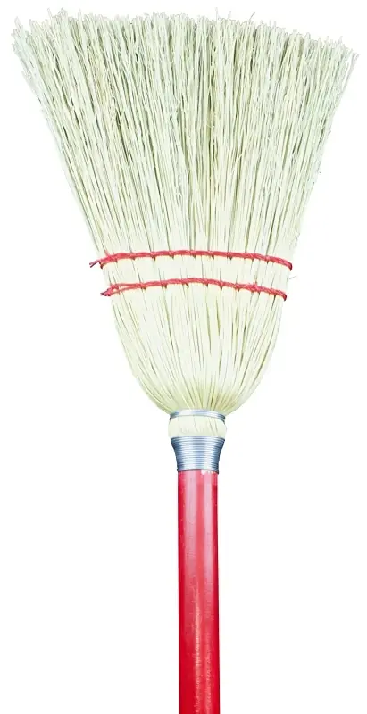 36003 Broomcorn Fiber Lobby Broom, 32" Length, Size 6, Red Handle