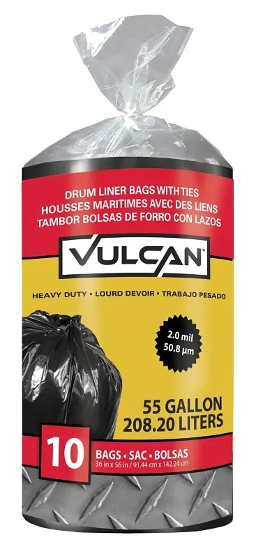 Fg-03812-09 Heavy Duty Drum Liner, 55 Gallon, 2 Mil Thick, Polyethylene, Black