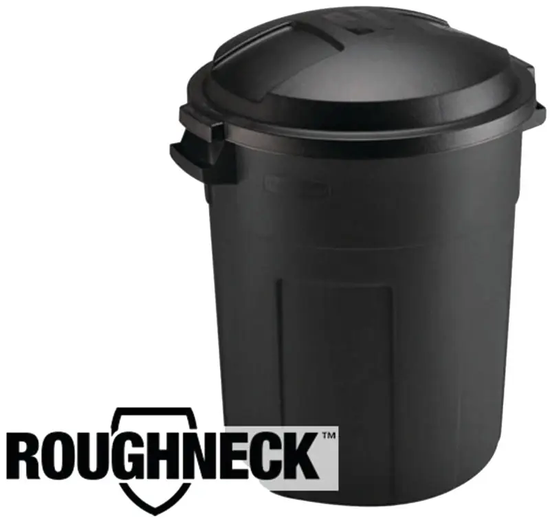 Roughneck 20 Gal. Black Round Trash Can With Lid
