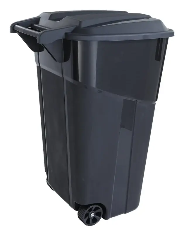 Rough And Rugged 32 Gallon Wheeled Trash Can With Attached Lid