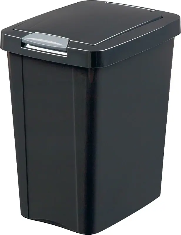 Kitchen Wastebasket, Touch Top, Black, 7.5-gal.