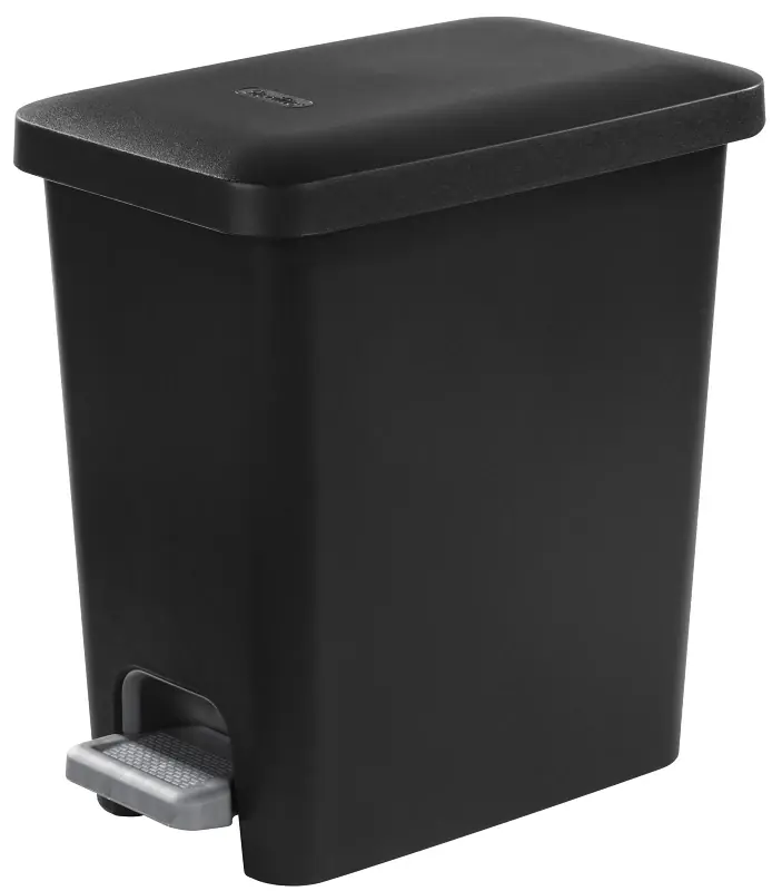 10.2 L Rectangular Step-on Wastebasket With Removable Liner - Black