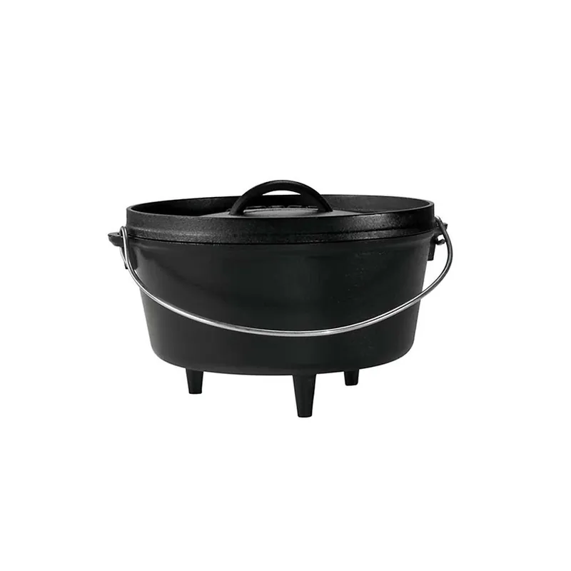 10 Inch 5 Quart Cast Iron Deep Camp Dutch Oven With Lid And Bail Handle