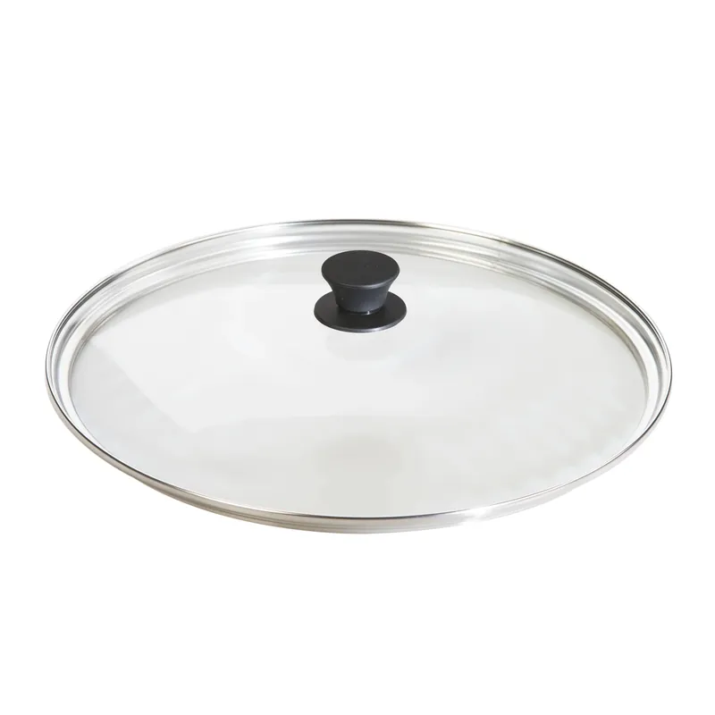 15 Inch Tempered Glass Lid With Stainless Steel Rim And Silicone Knob