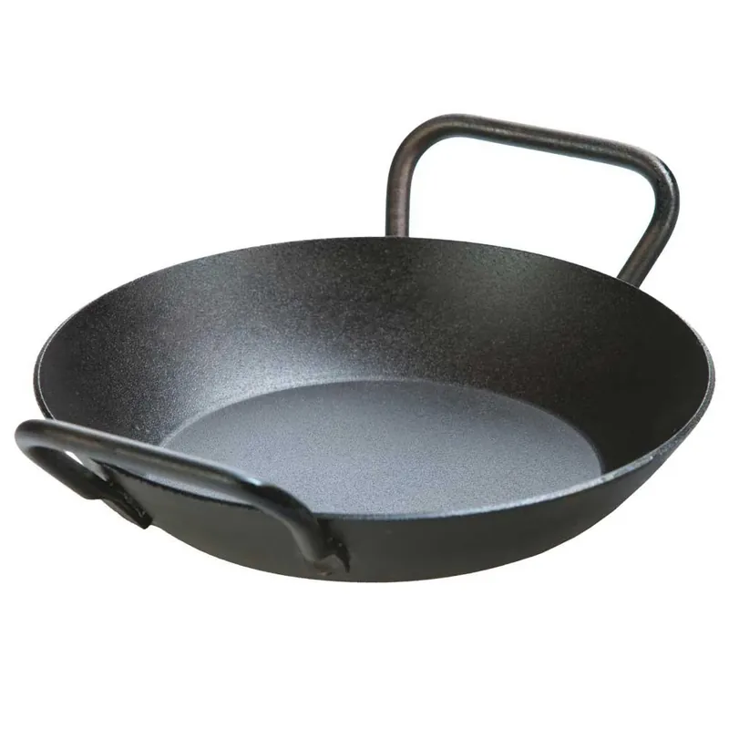 8 Inch Seasoned Carbon Steel Dual Handle Skillet Pan Black