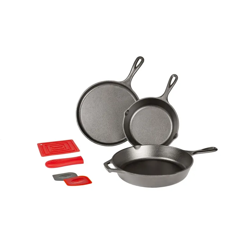 Lodge Cast Iron Skillet Set With Essential Pans And Accessories For Kitchen