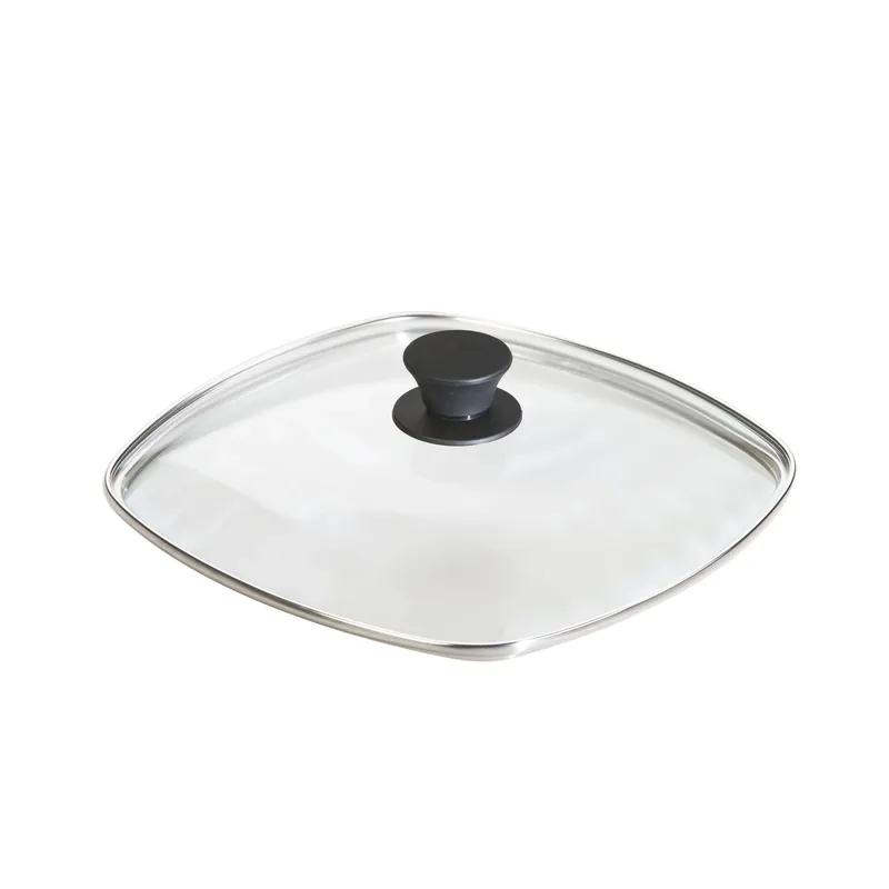 10.5 Inch Square Tempered Glass Lid With Silicone Knob - Model Glsq10
