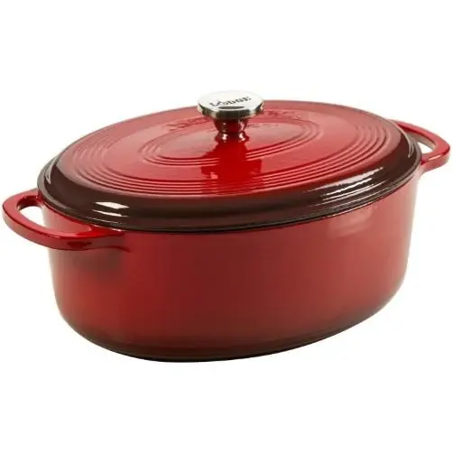 Ec7od43 7-quart Enameled Cast Iron Oval Dutch Oven In Classic Red