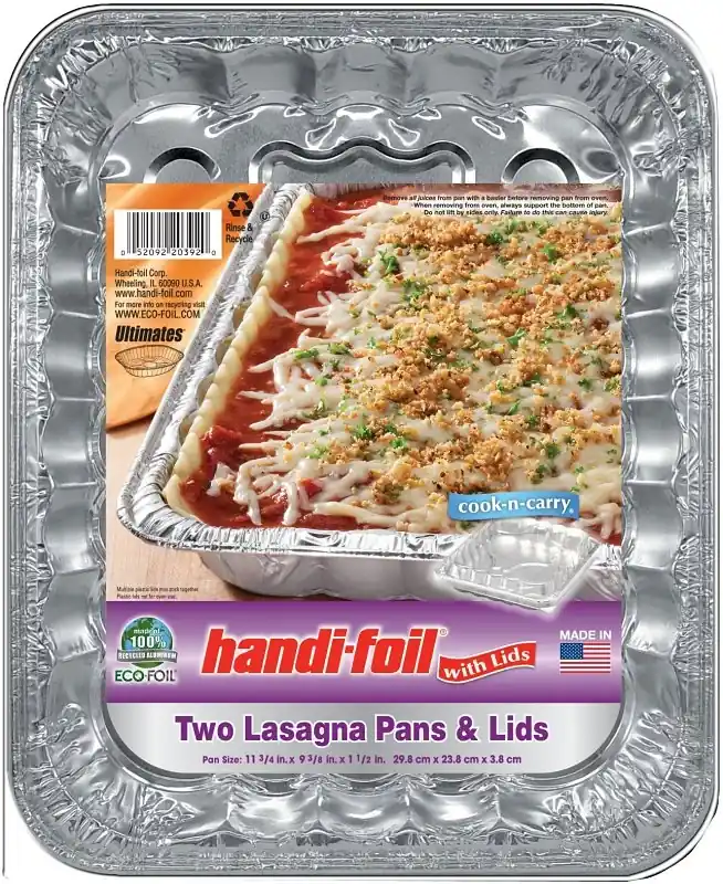 Handi-foil 20392-9 Ultimates Cook N Carry Lasagna Pans With Lids 2 Count
