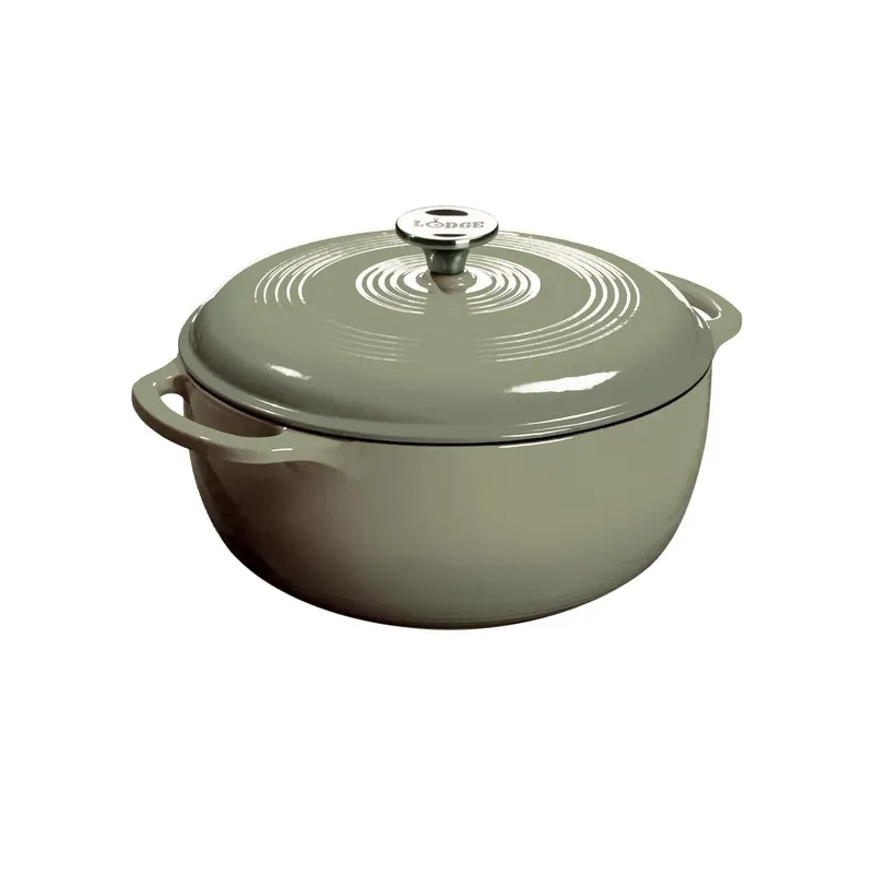 Lodge 6 Quart Enameled Cast Iron Dutch Oven Green With Pot Protectors