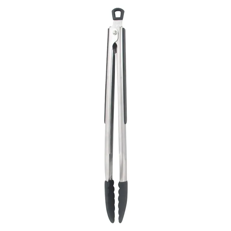 Black/silver Silicone/stainless Steel Tongs