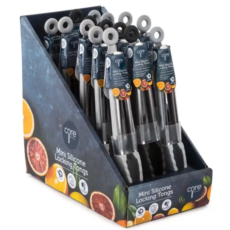 Silver Silicone/stainless Steel Mini Locking Tong Set