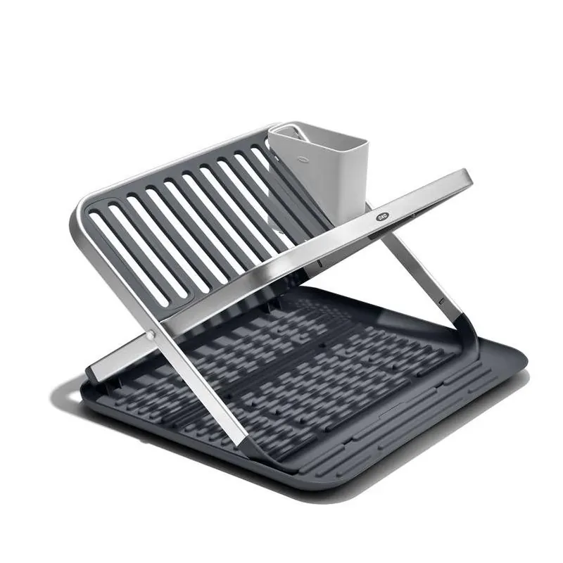 Good Grips Ultra‑stable Aluminum Dish Drying Rack – 15×16×2 In., Black‑gray