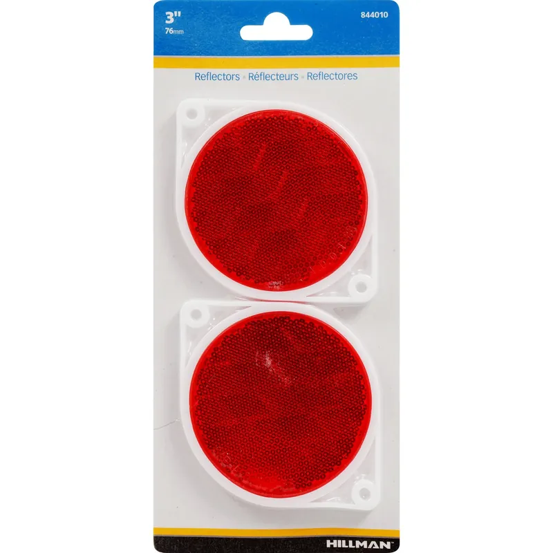 3 In. Round Red Reflectors 2 Pk