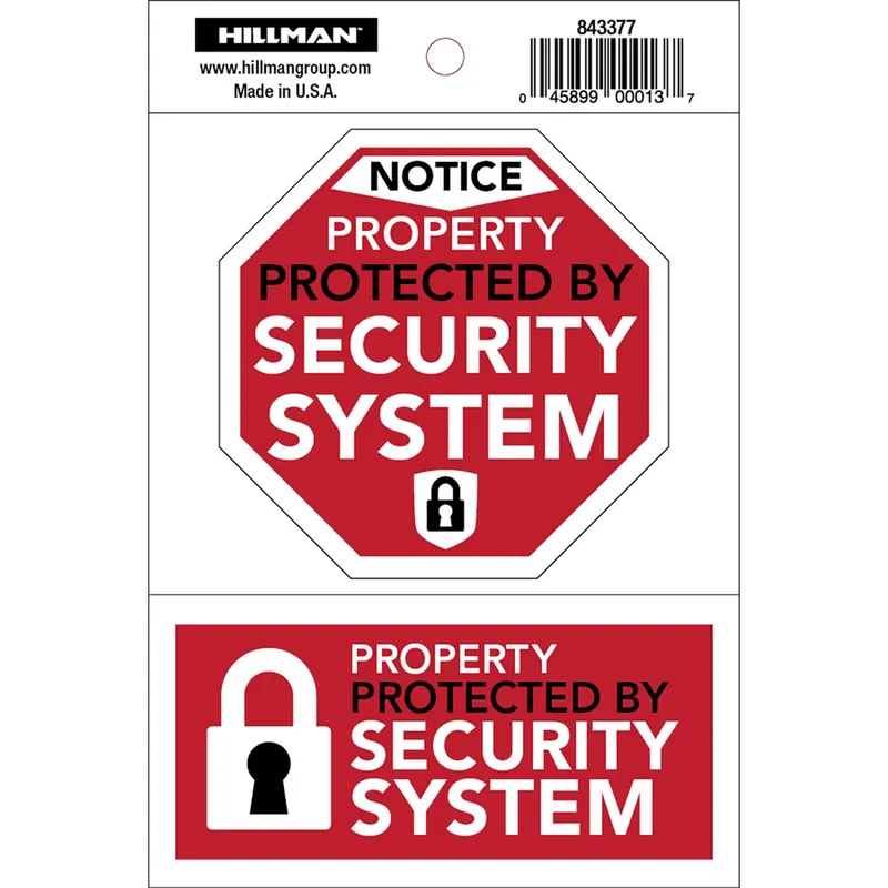Alarm System Sign, Adhesive, 4 X 6-in.